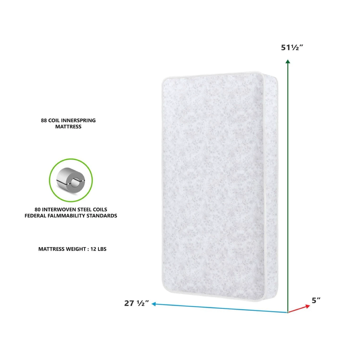 Dream On Me Crib & Toddler Mattress cut in the side - photo 5
