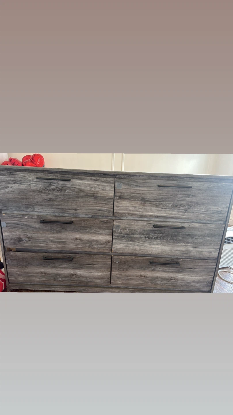 6-Drawer Dresser, Gray Wood Finish