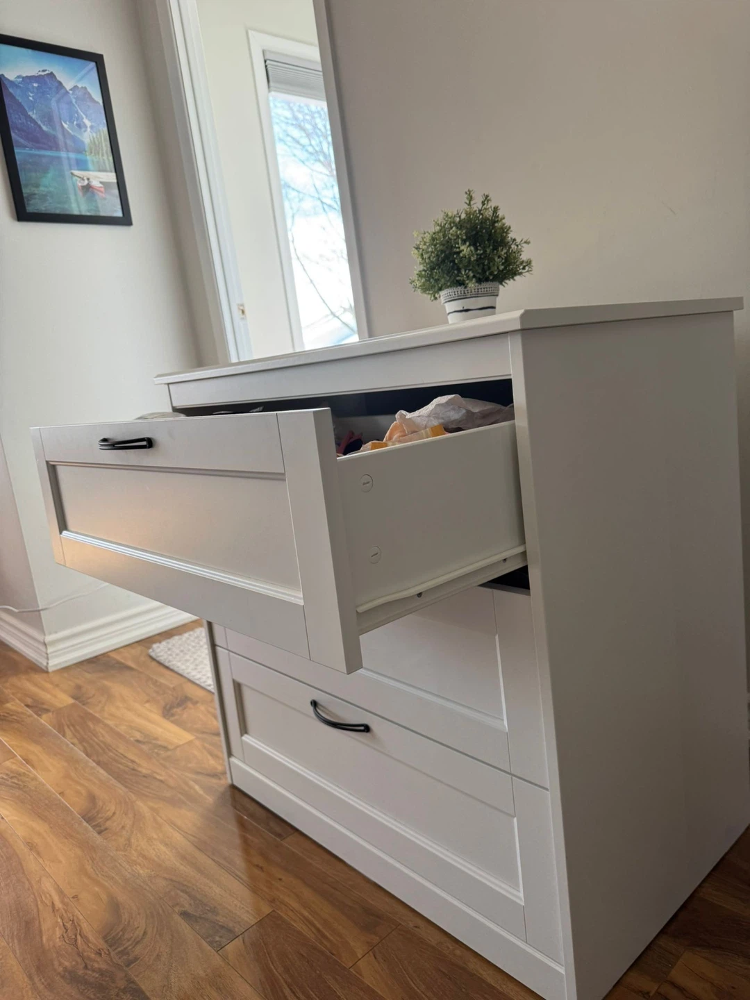 Ikea White 3-Drawer Dresser with black handles 🌱 - photo 5