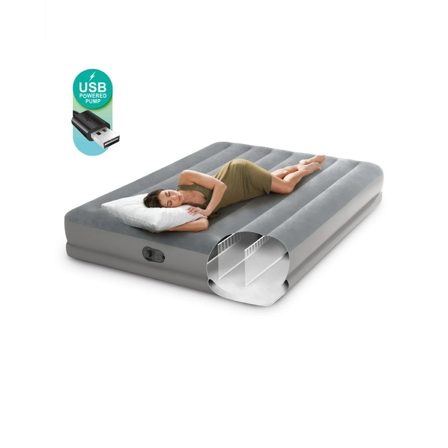 Intex Queen Size Air Mattress with USB Powered Pump - photo 4
