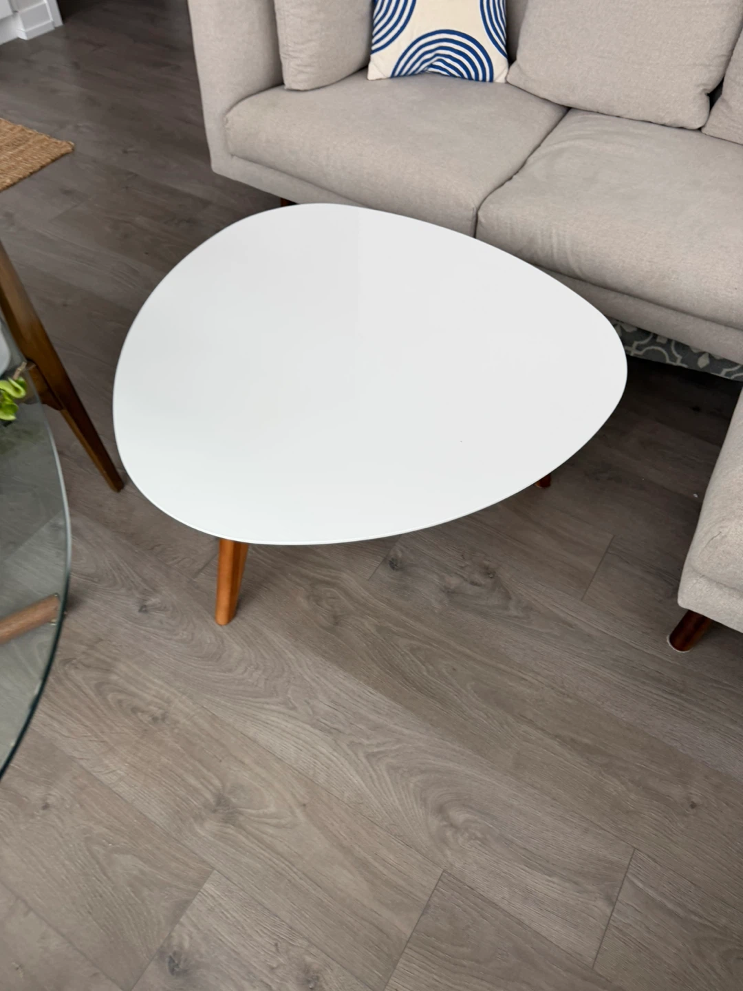 White Structube Coffee Table with Wooden Legs