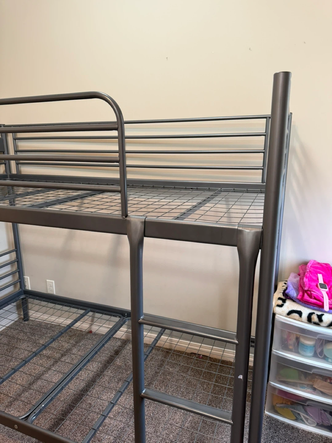Grey Metal Twin Bunk Bed and Mattresses - photo 3
