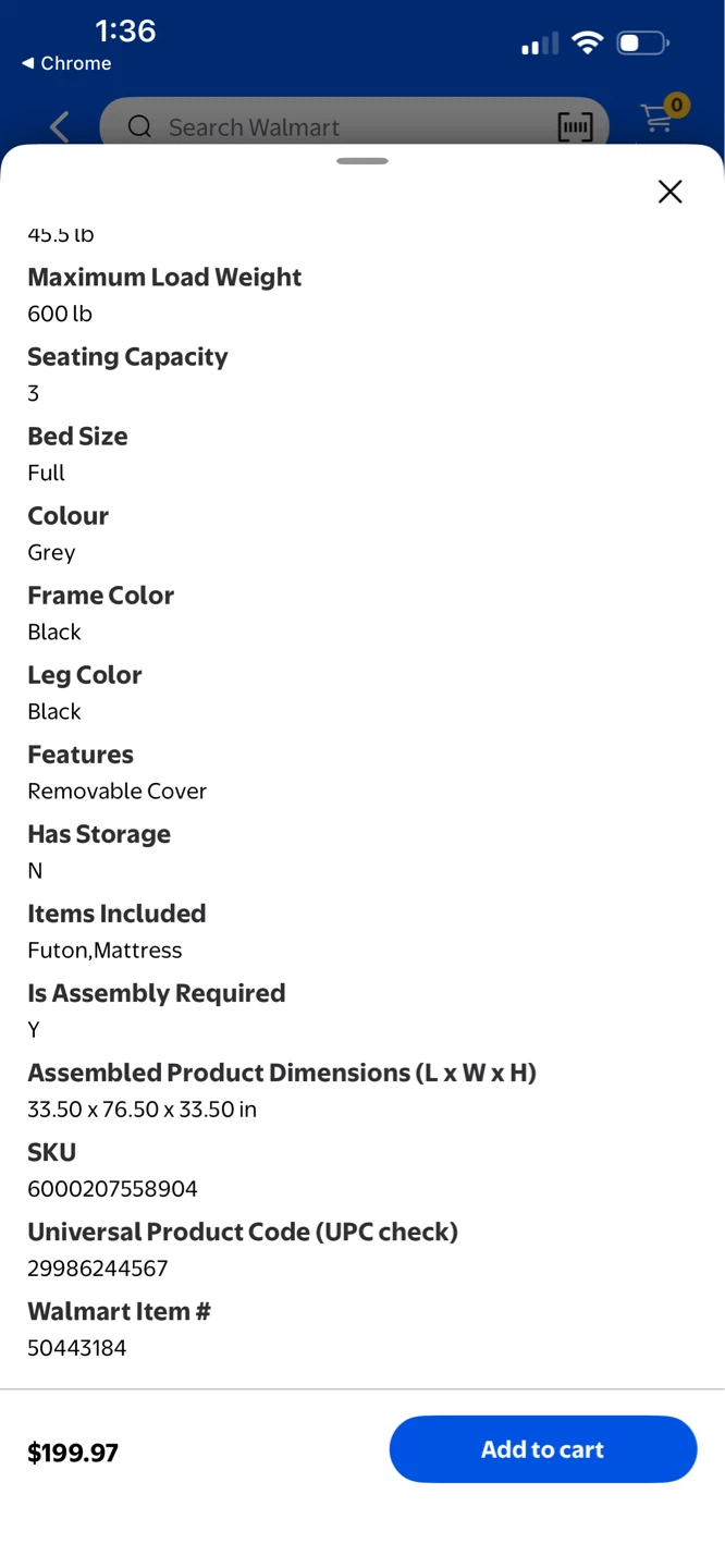 Grey Full Size Futon with Black Frame - photo 2