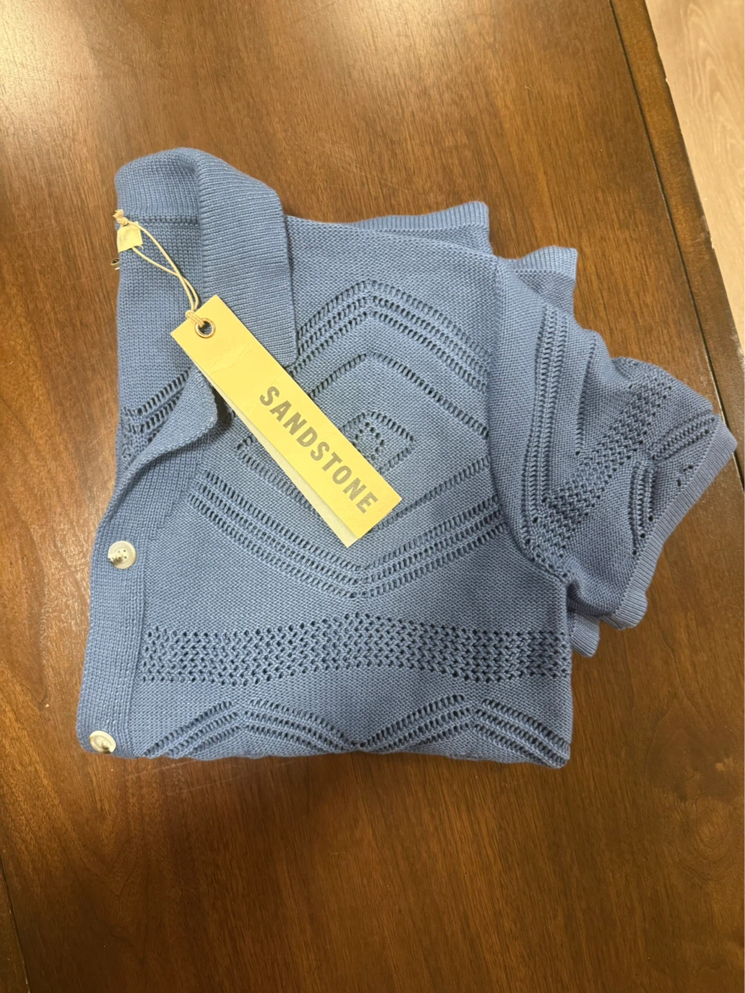Sandstone Blue Knit Button-Up Shirt - photo 3