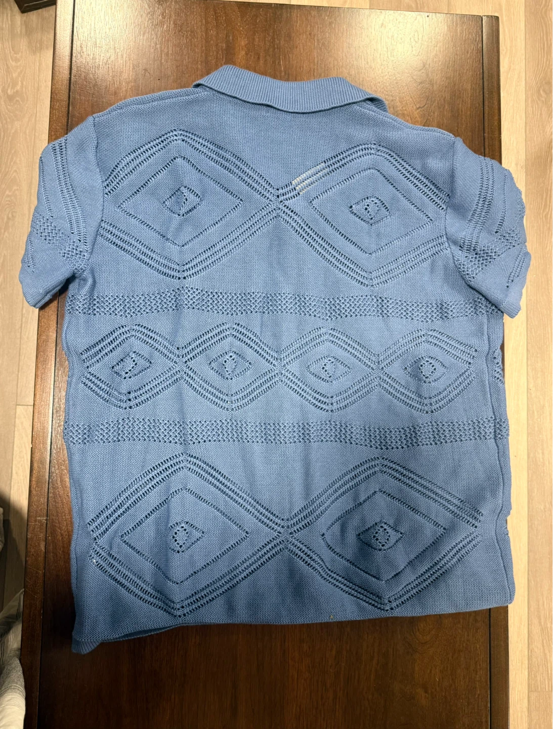 Sandstone Blue Knit Button-Up Shirt - photo 2