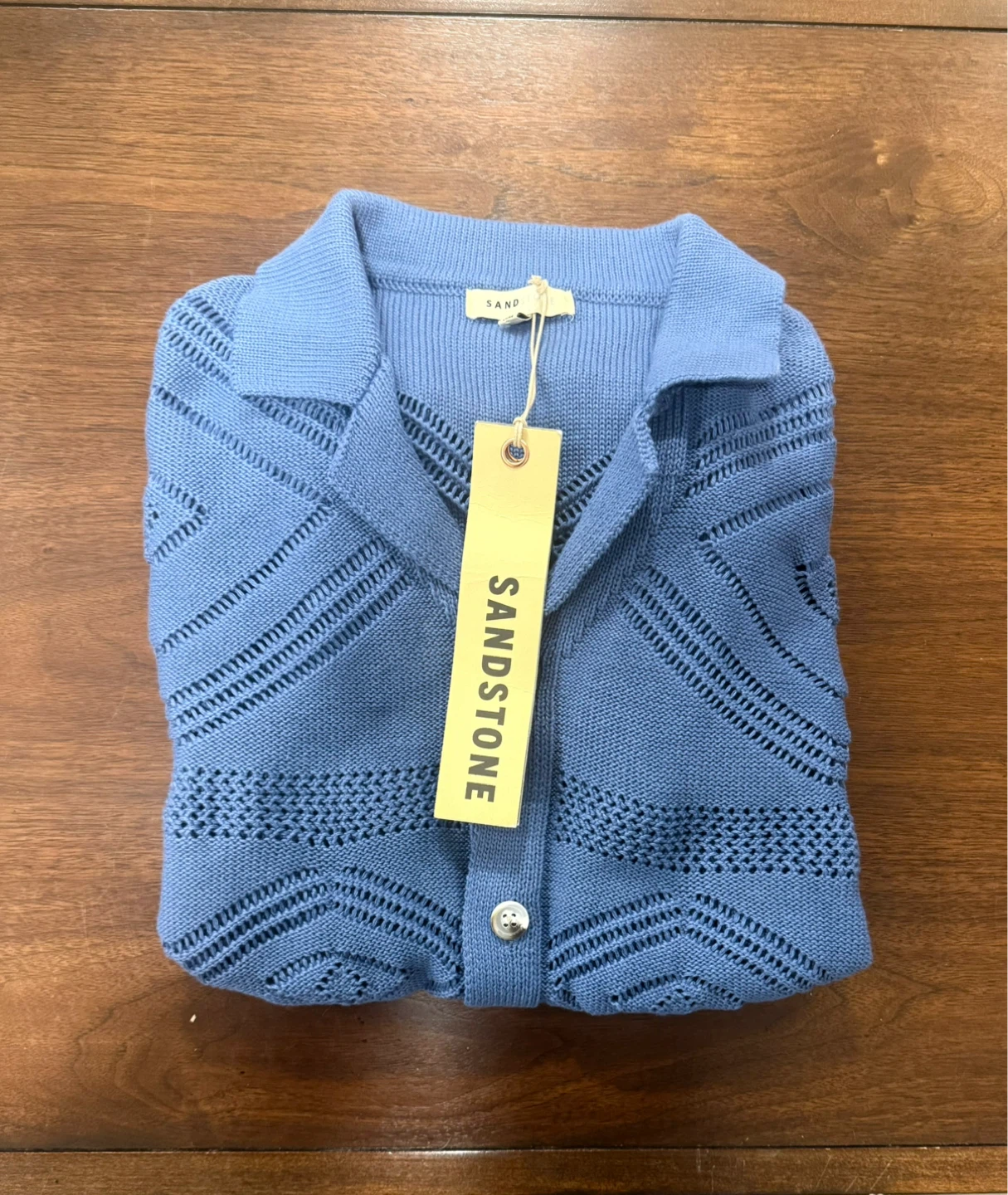 Sandstone Blue Knit Button-Up Shirt - photo 5
