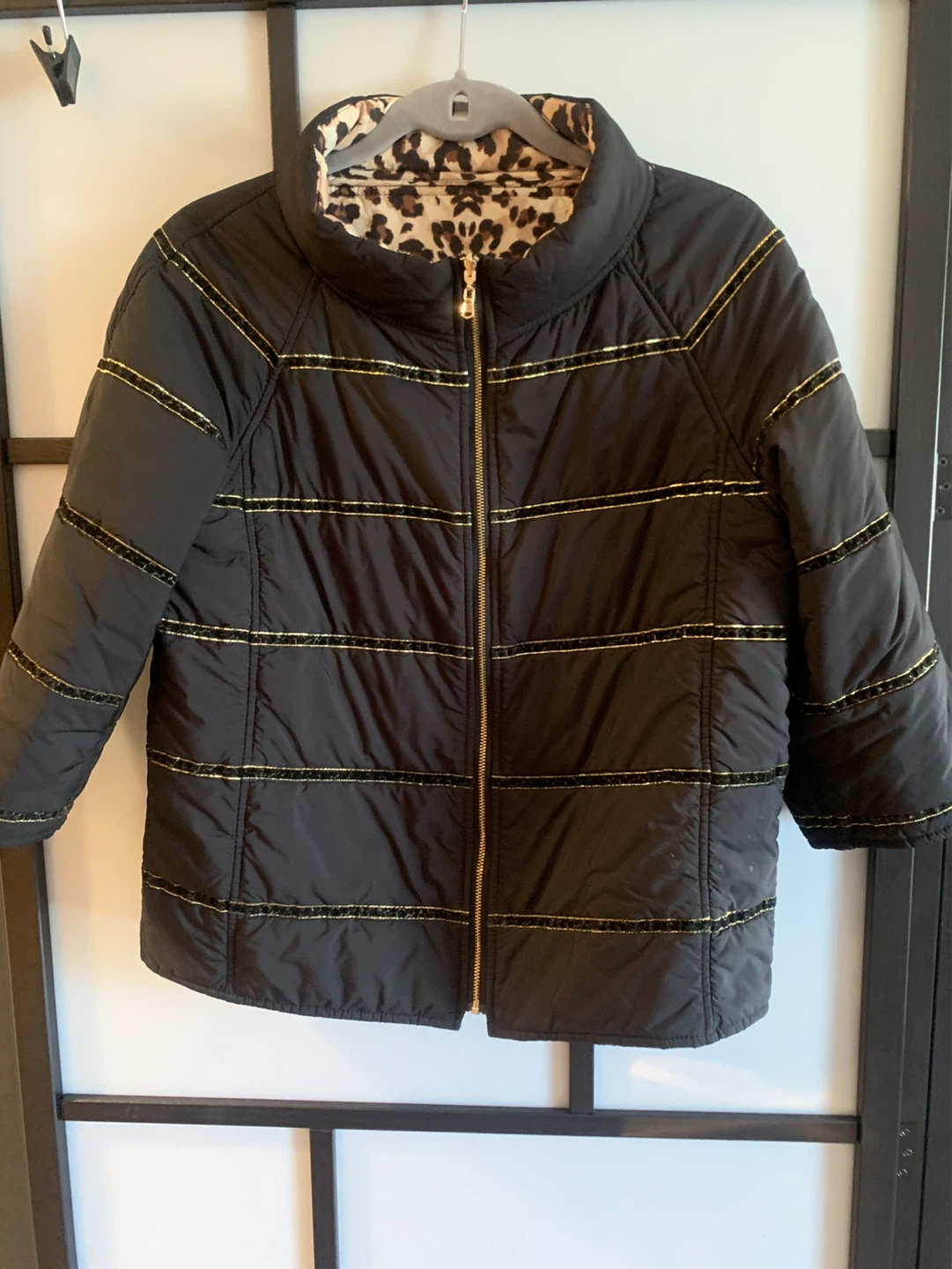 Reversible Puffer Jacket - Leopard Print & Black Gold - photo 2