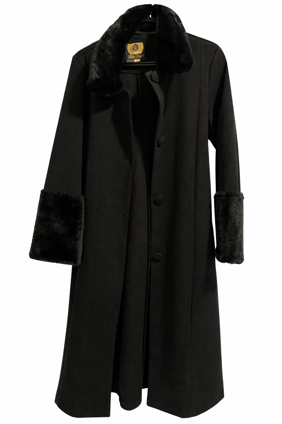 Blue Days Women's Black Faux Fur Trim Coat