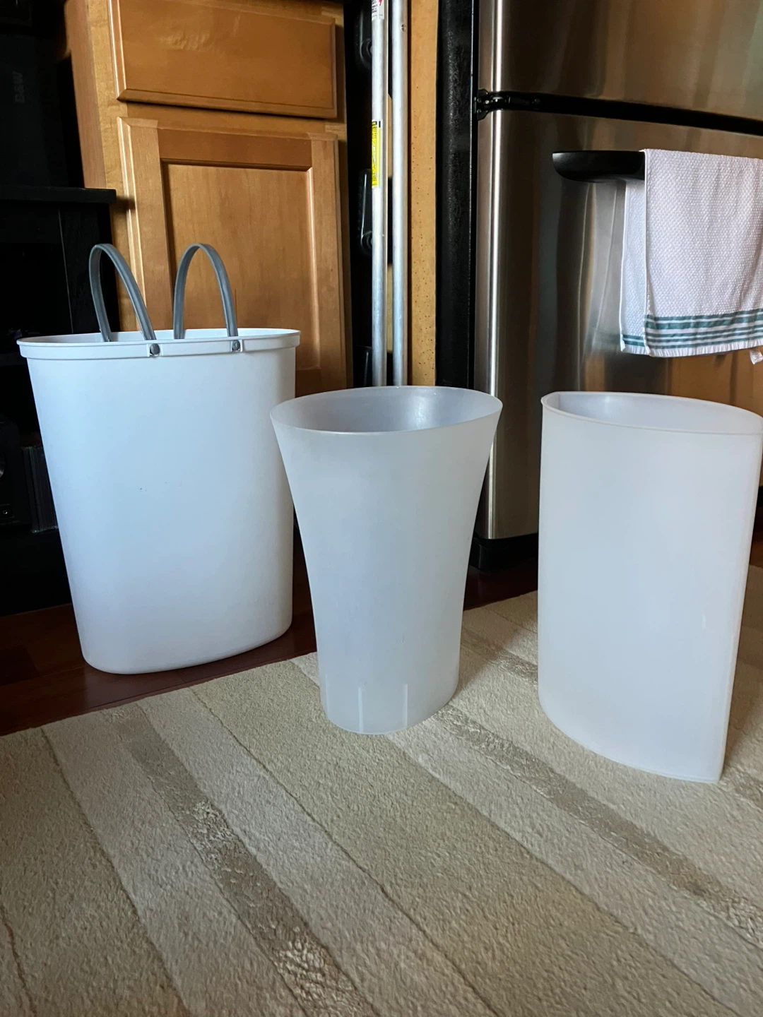White Plastic Waste Baskets (Set of 3)