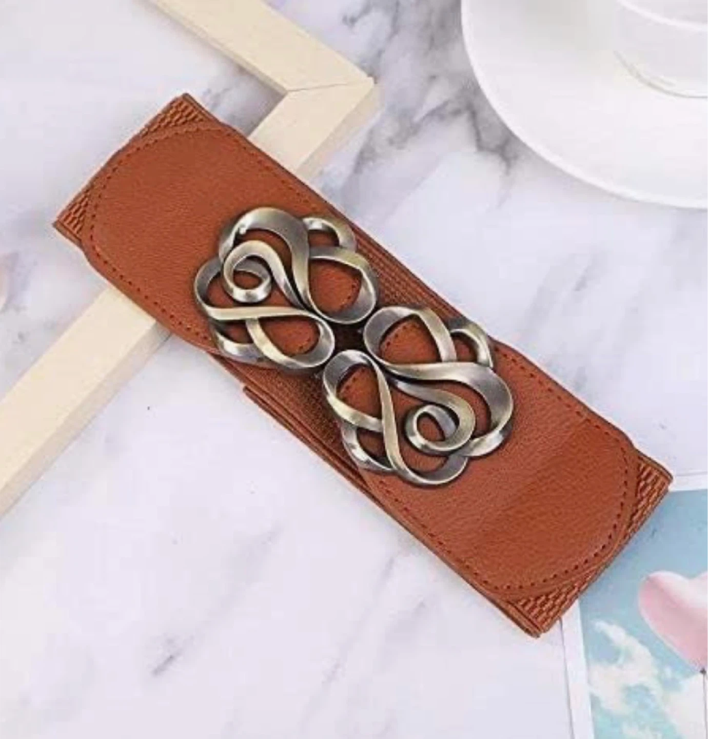 Stretchy Belt with Ornate Buckle