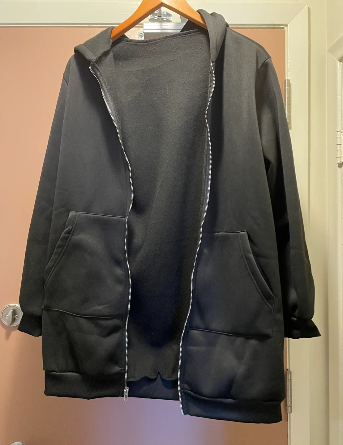 Black Full Zip Hoodie - Size L