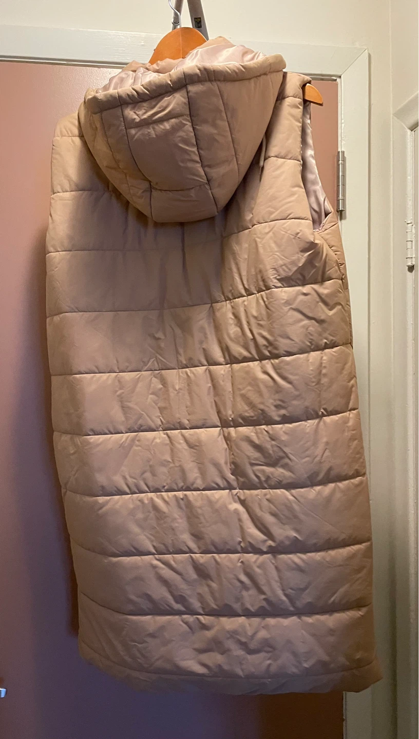 Knee Length Sleeveless Puffer Vest - XL - Beige - photo 2