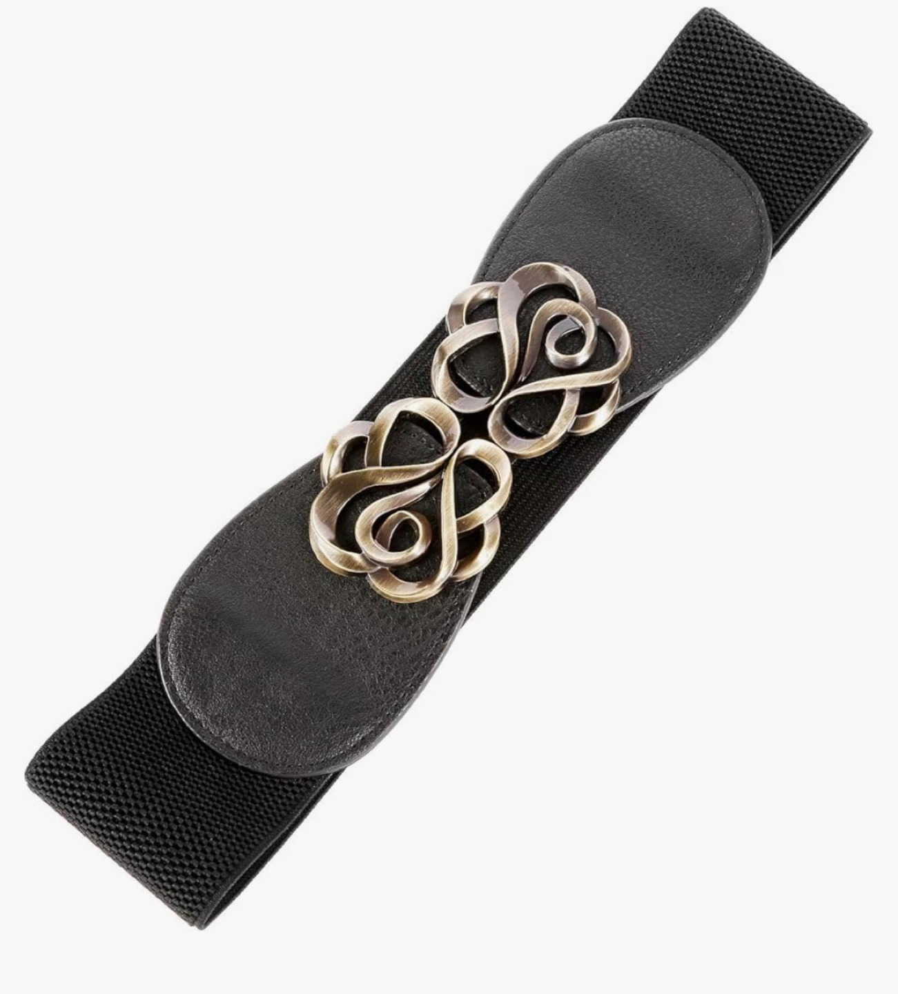 Black Elastic Wide Belt with Decorative Clasp - photo 4