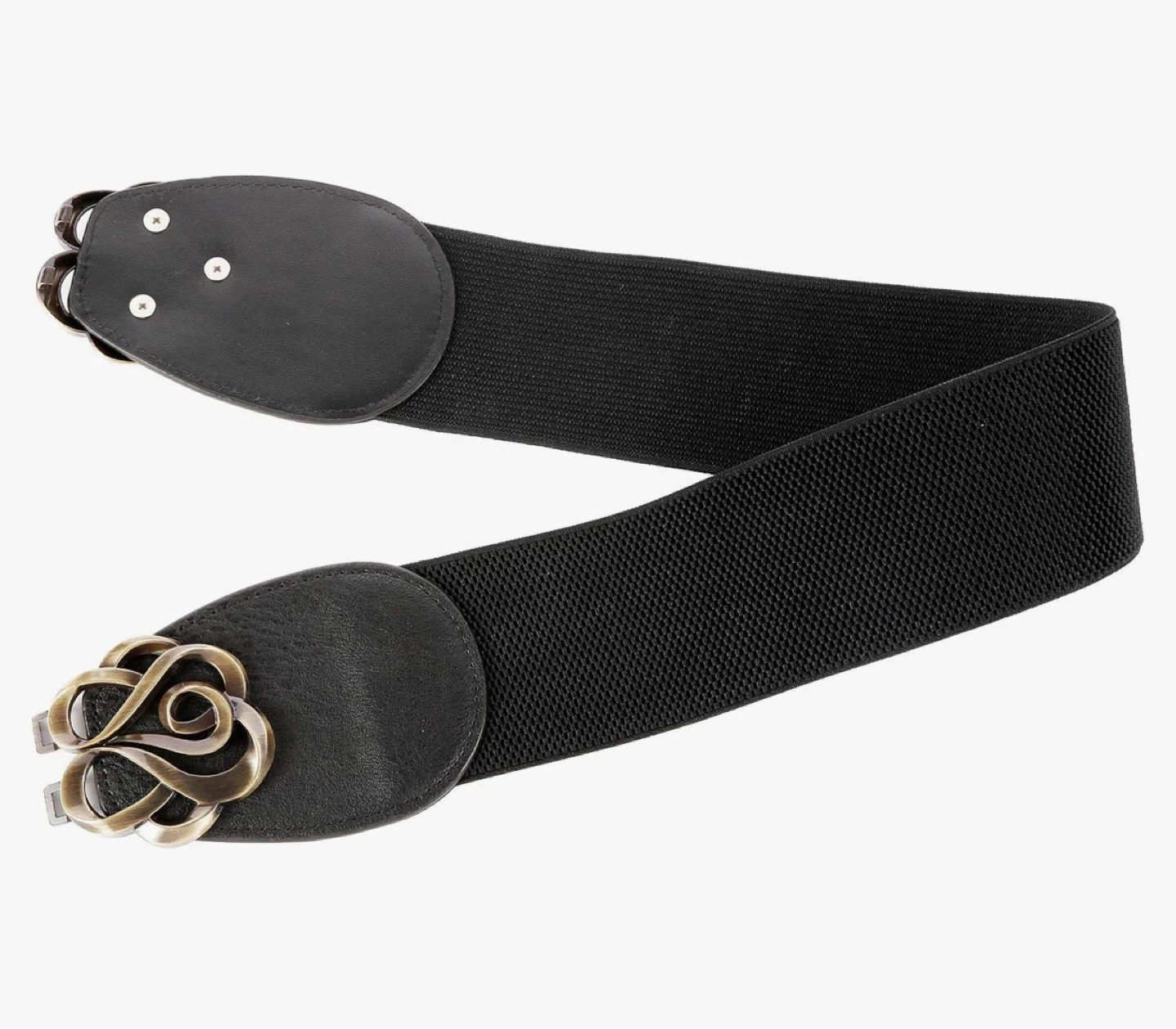 Black Elastic Wide Belt with Decorative Clasp - photo 5