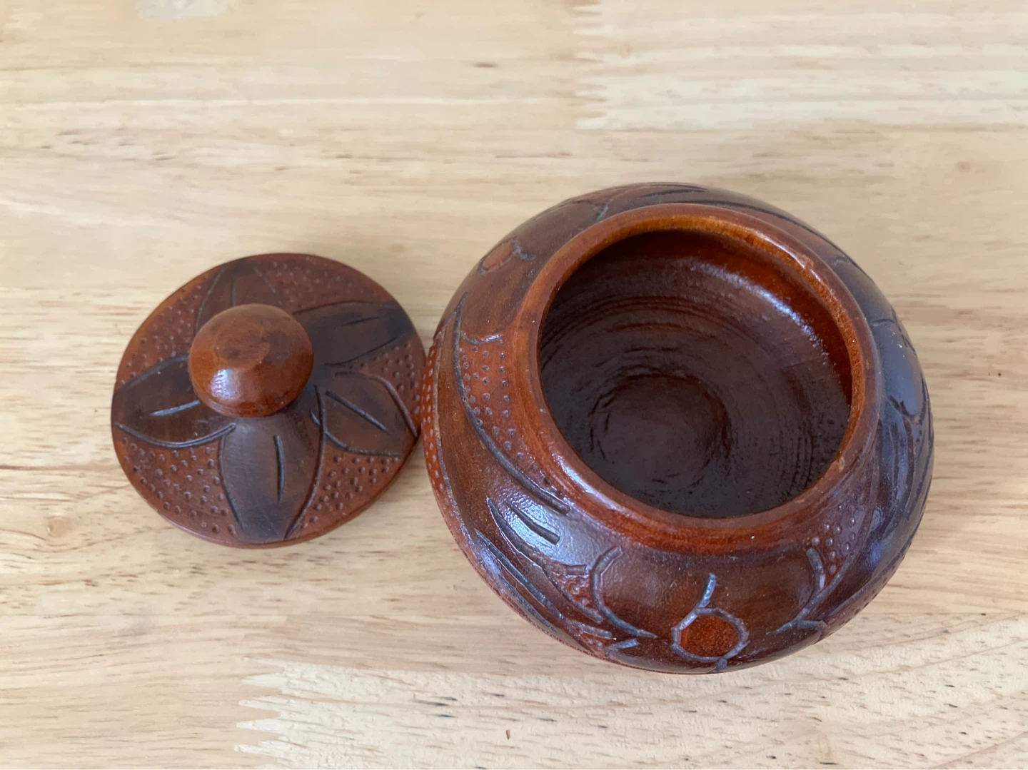 Wooden Carved Lidded Trinket Box-Small - photo 2