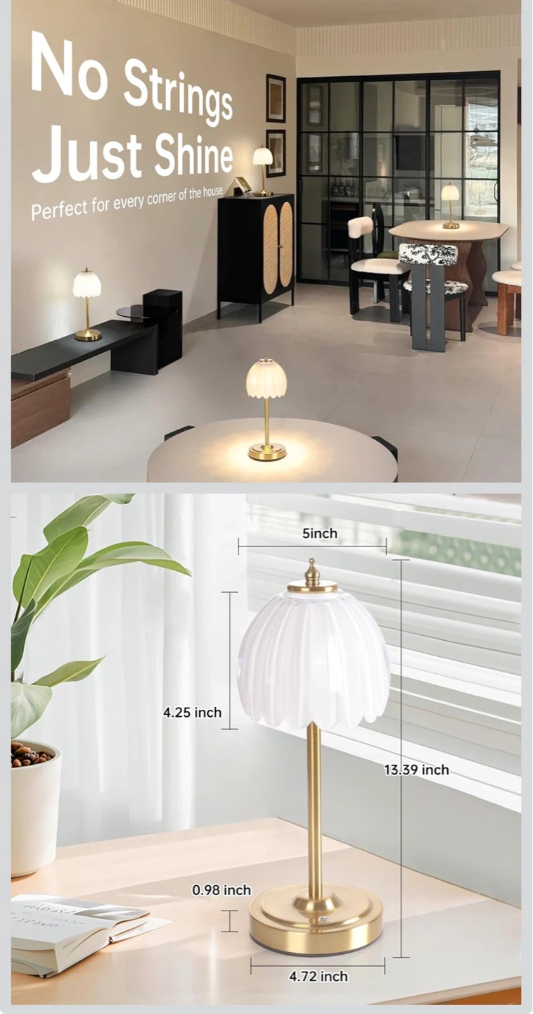 Set of 2 Shenmoyl Tulip Table Lamps with 5000mAh Battery - photo 5
