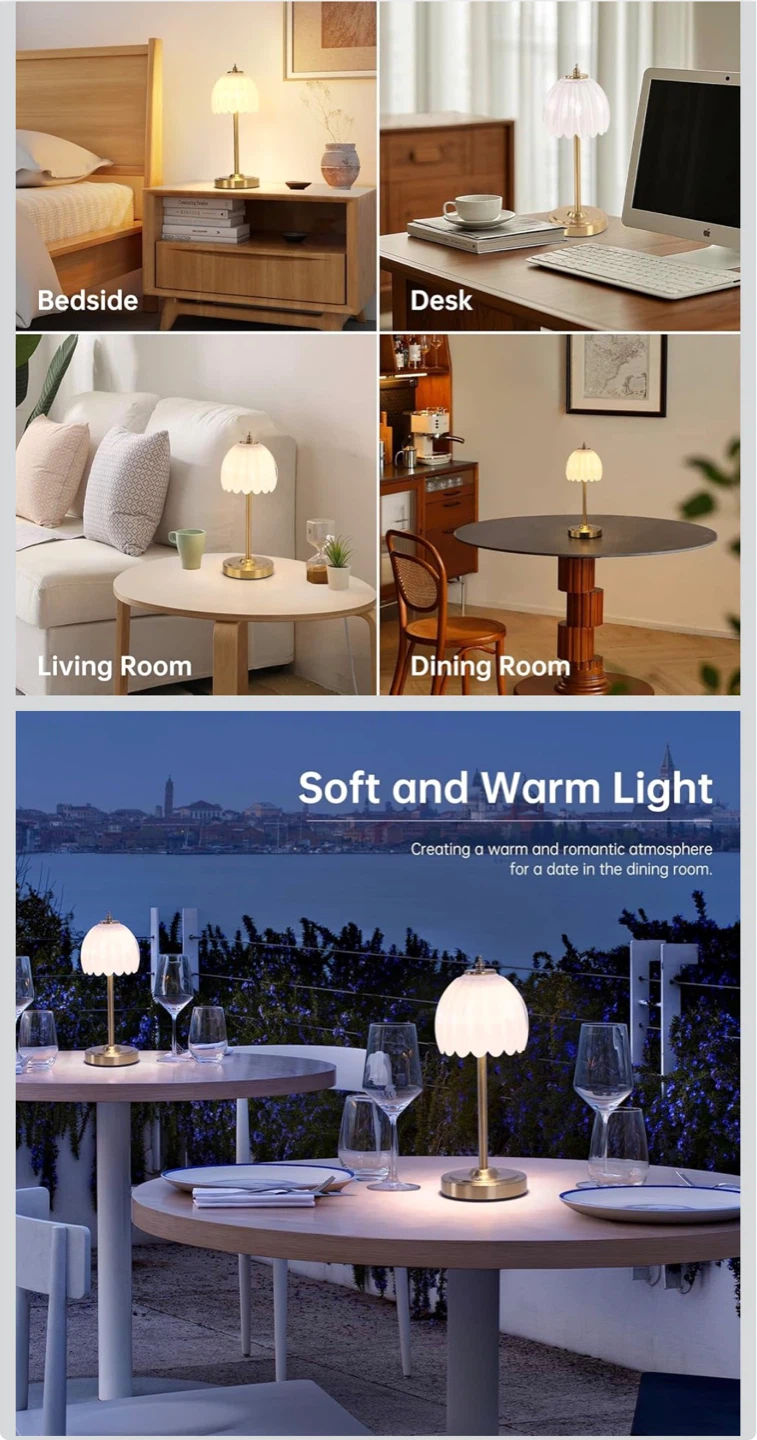 Set of 2 Shenmoyl Tulip Table Lamps with 5000mAh Battery - photo 3