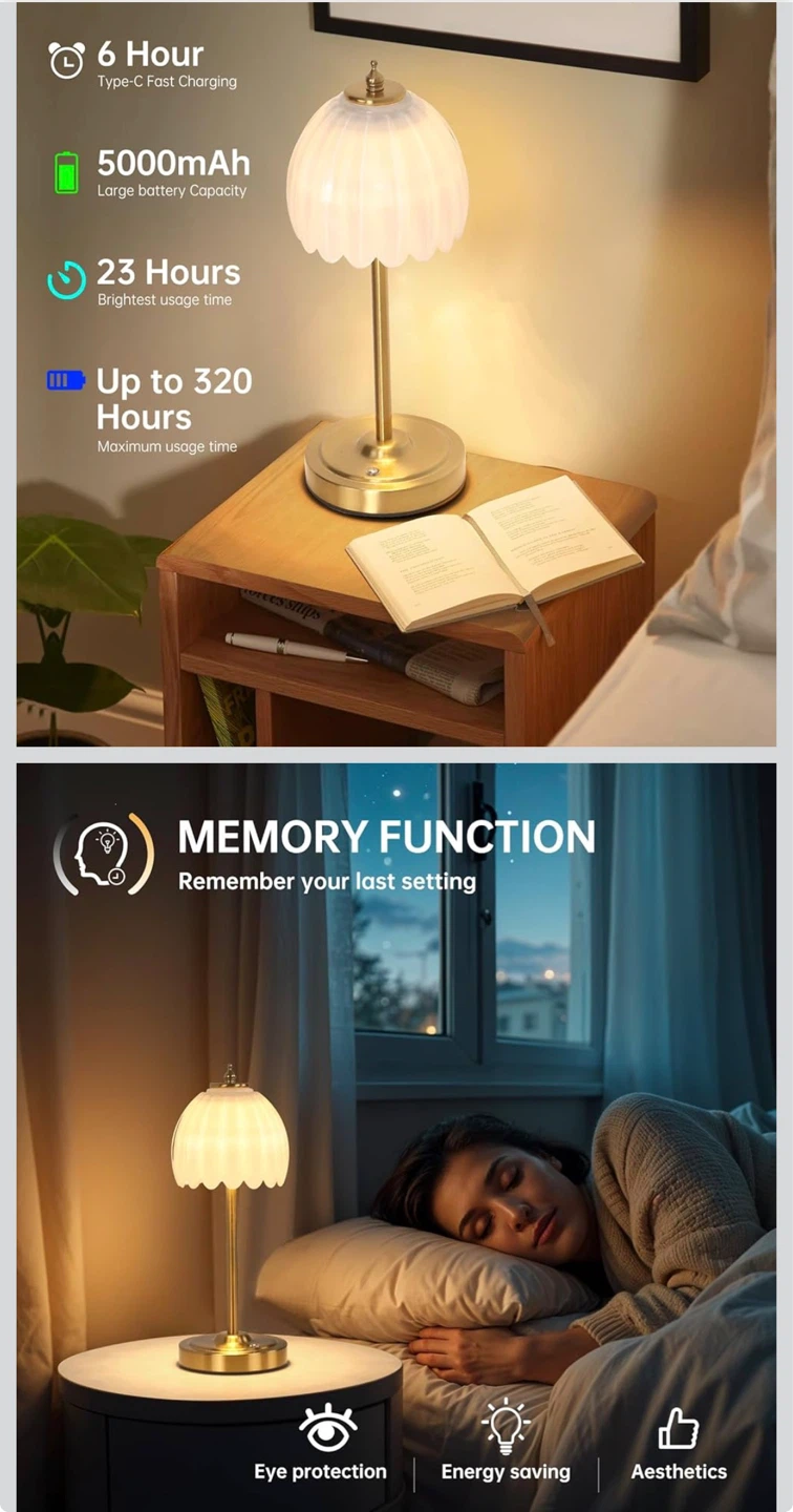 Set of 2 Shenmoyl Tulip Table Lamps with 5000mAh Battery - photo 4