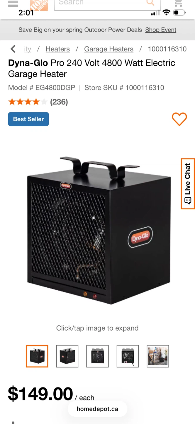Dyna-Glo Pro 240 Volt 4800 Watt Electric Garage Heater - photo 5