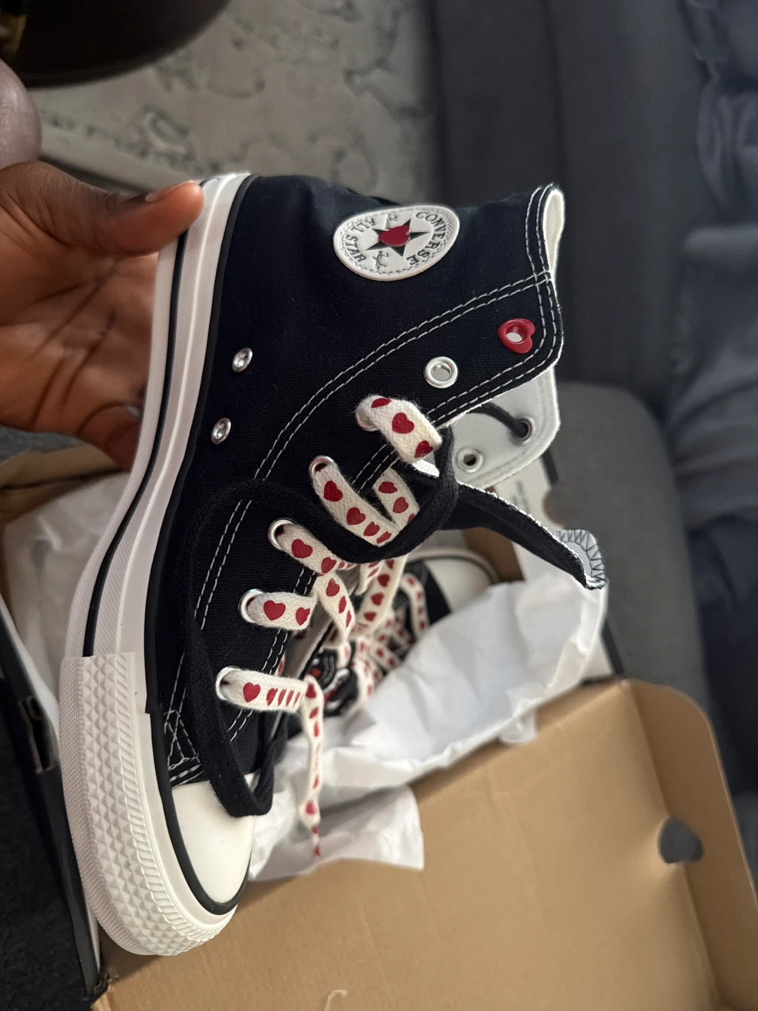 Converse Chuck Taylor All Star High Top Sneakers - Black/Hearts - photo 3