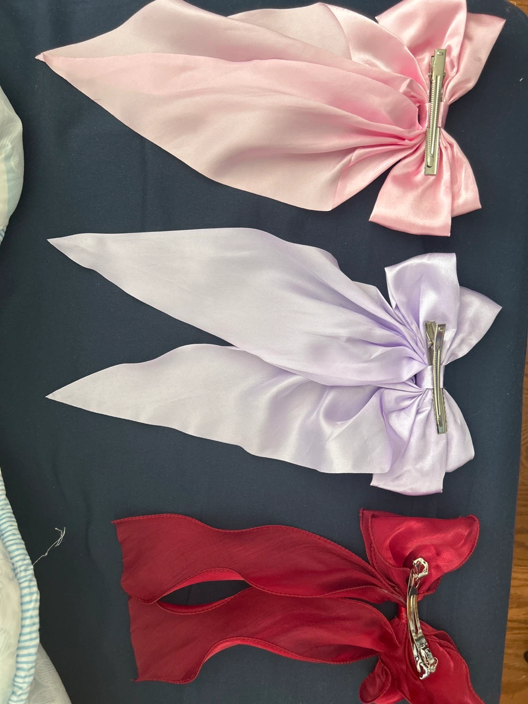 Large Satin Bow Hair Clips - Pink, Purple, Red - photo 2