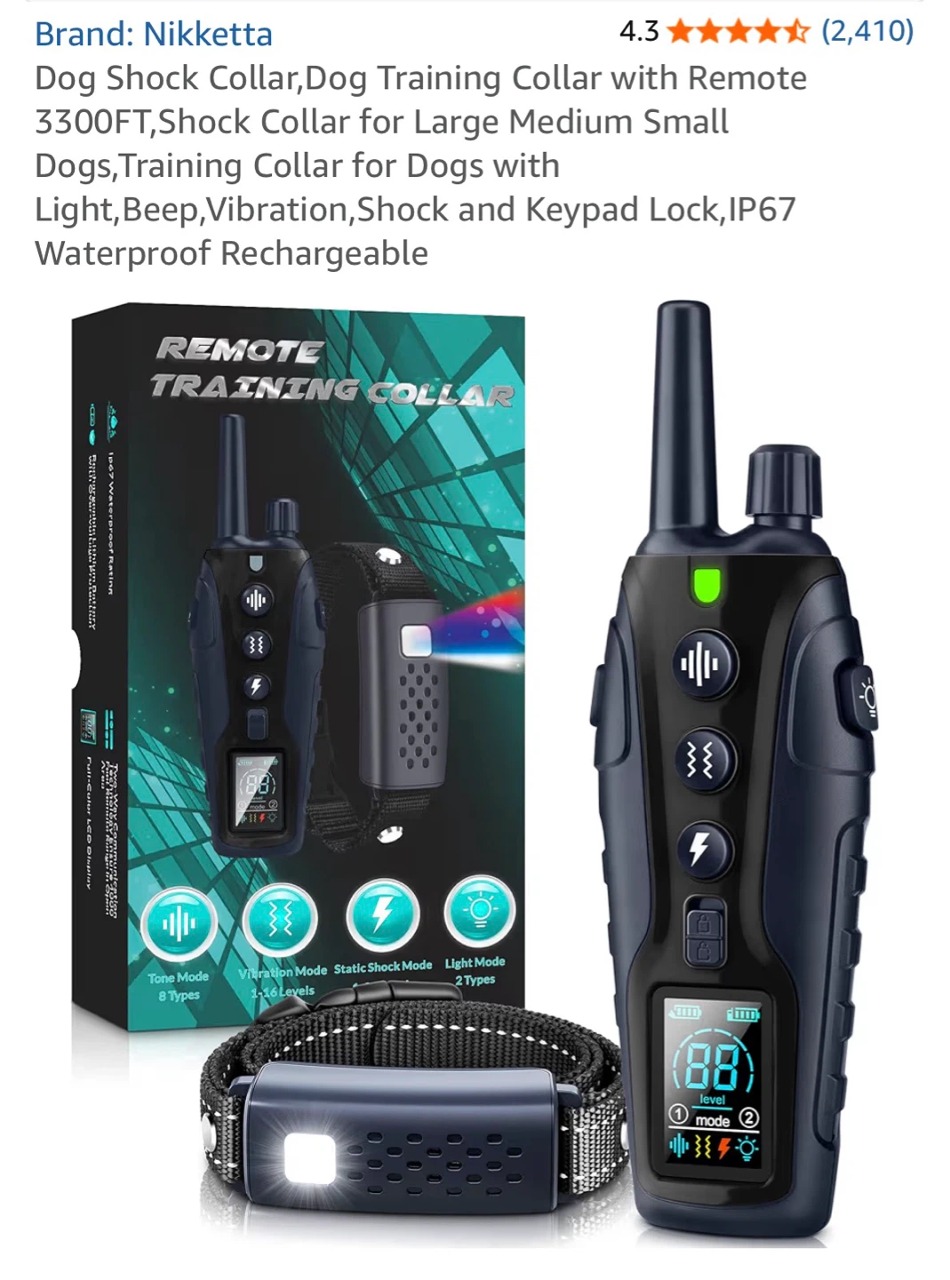 Nικketta Dog Training Collar 3300FT Remote