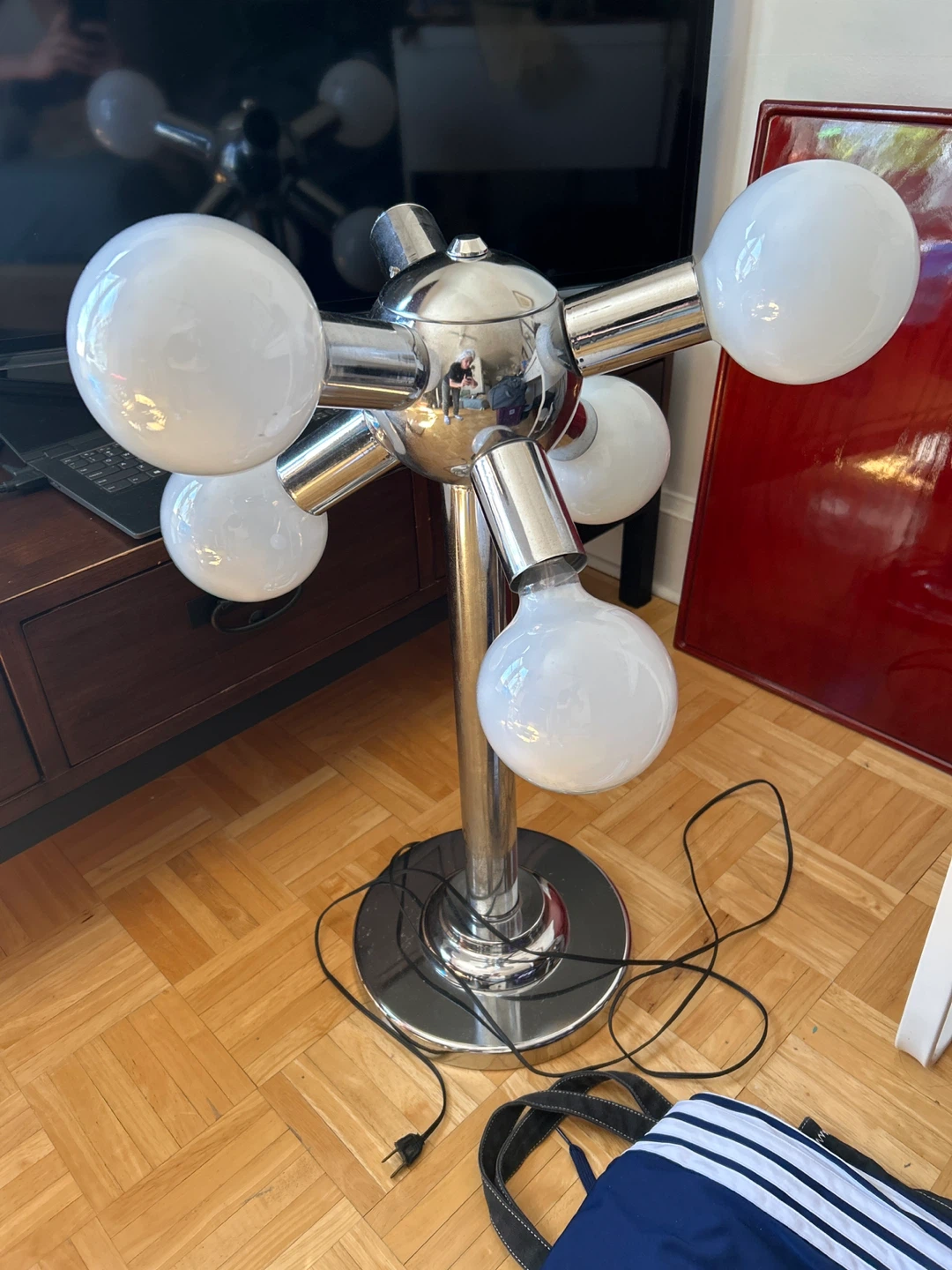Chrome Sputnik Table Lamp with 5 White Globes - photo 2