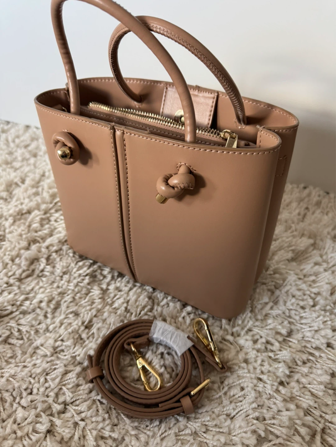 Zara Leather Top Handle Bag with Shoulder Strap