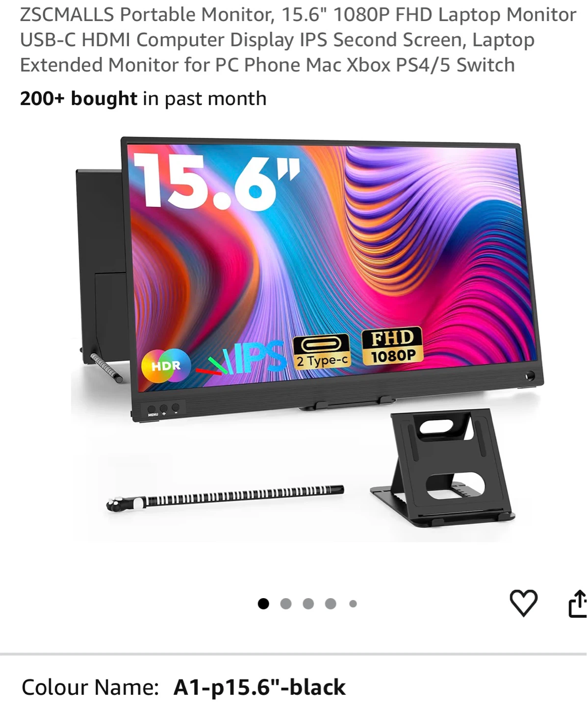 ZSCMALLS 15.6" FHD IPS Portable Monitor PM15