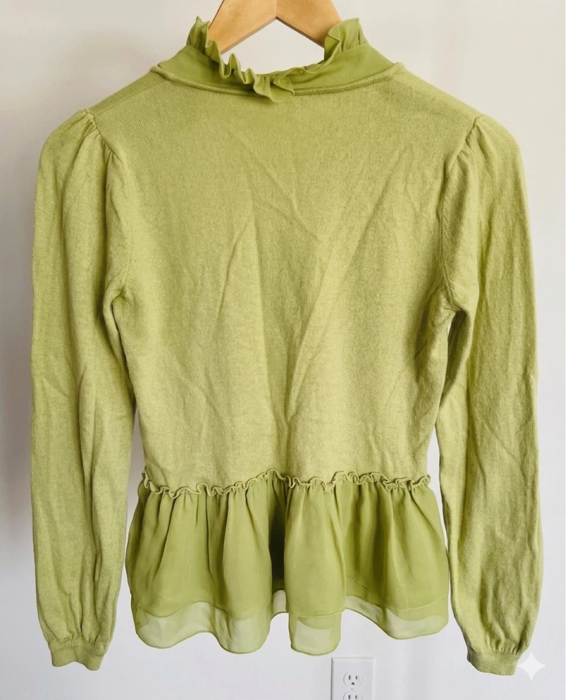 Green Ruffle Neck Peplum Sweater - photo 3