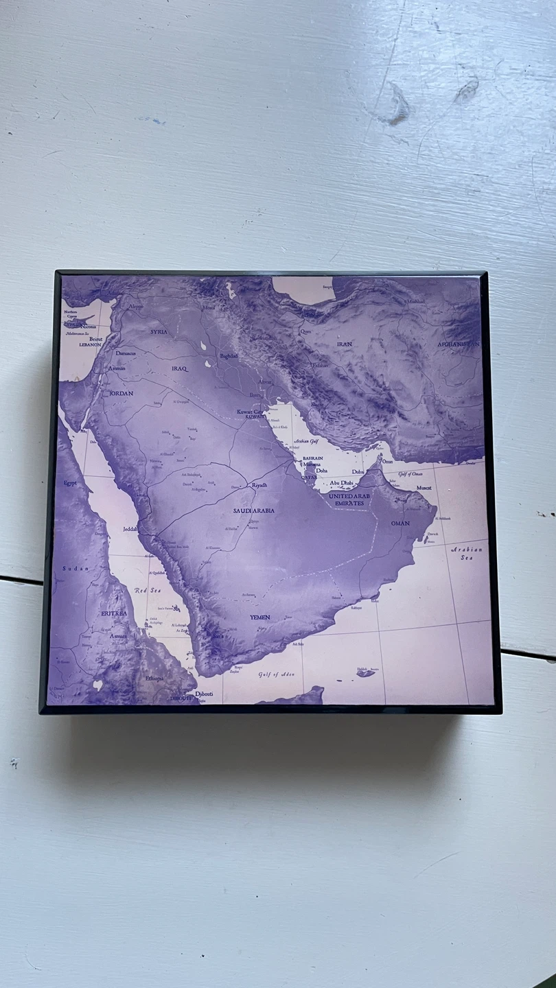 Decorative Hinged Box with Middle East Map Design