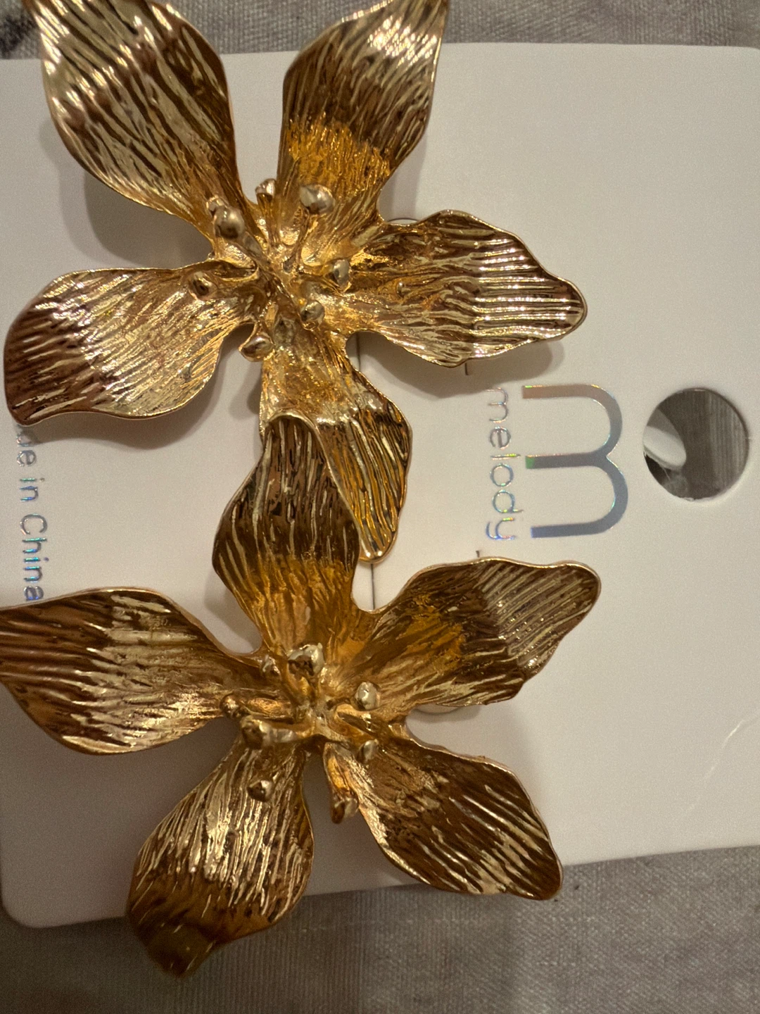 Gold Flower Statement Earrings