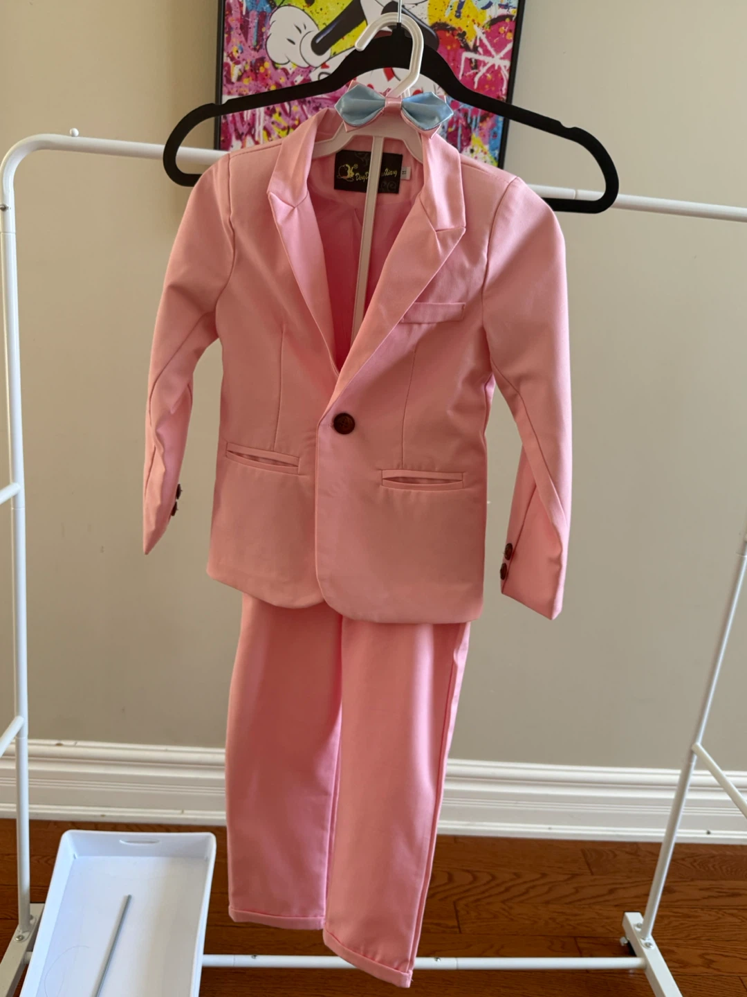 Kids Pink Suit Set with Bow Tie