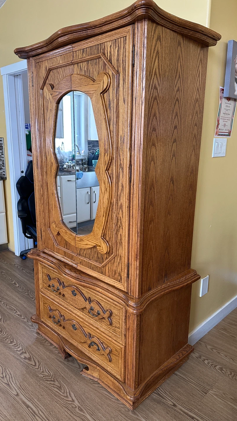 Custom 2 Piece Solid Oak Armoire / Wardrobe (CAN DELIVER) - photo 4