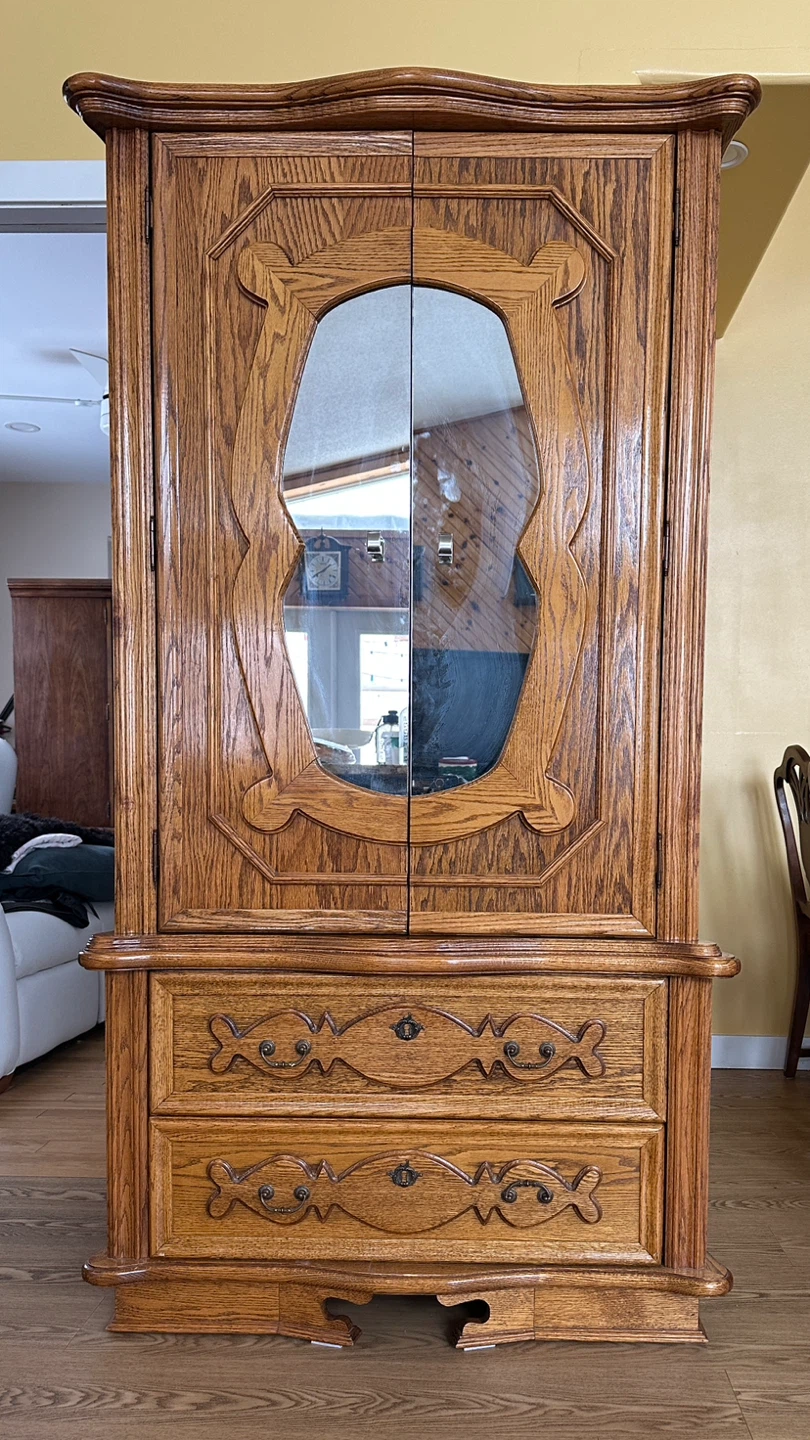 Custom 2 Piece Solid Oak Armoire / Wardrobe (CAN DELIVER)
