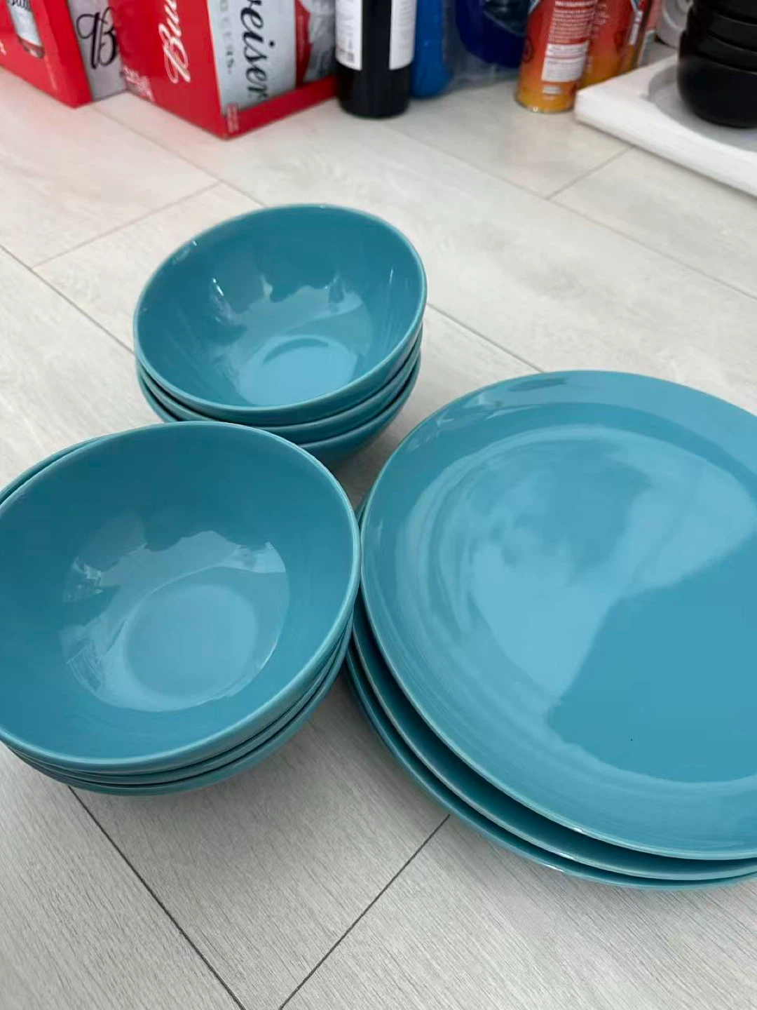 IKEA dinnerware in Teal colour set