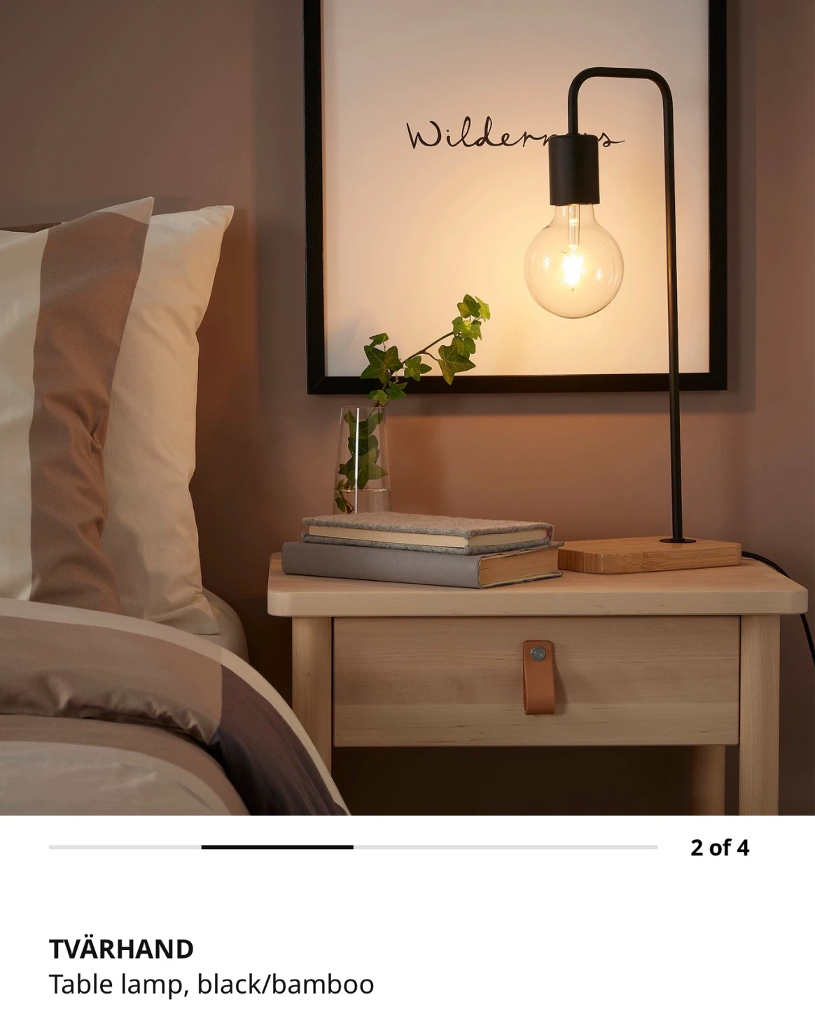 IKEA TVÄRHÄND Table Lamp - Black/Bamboo - photo 5