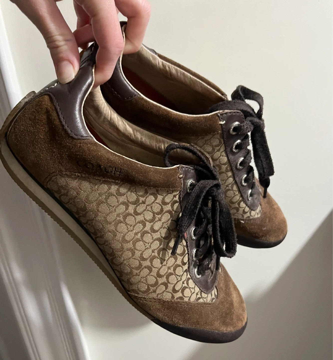 Y2K Coach Women's Brown Signature Suede Sneakers