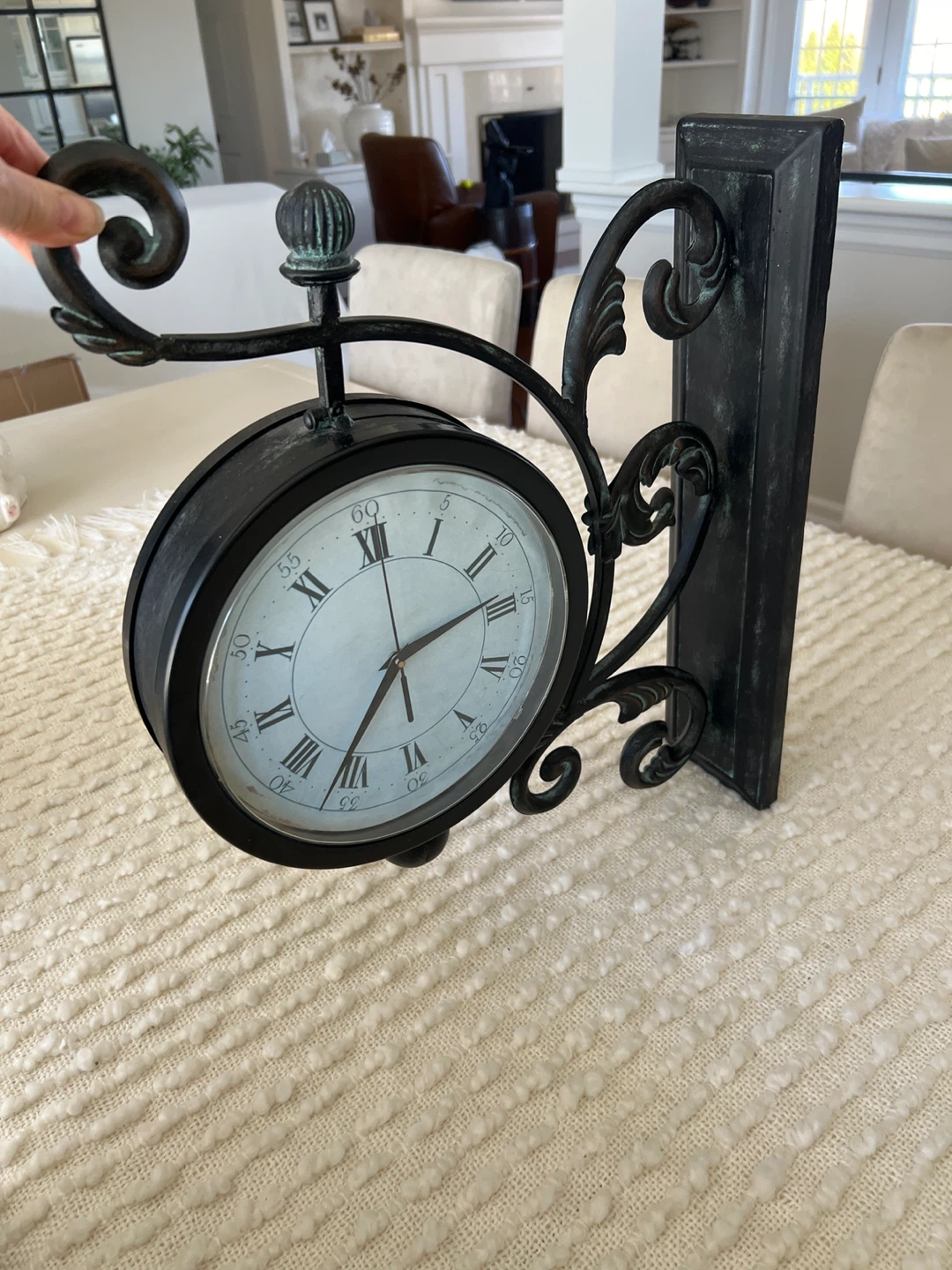 Black Double-Sided Station Clock