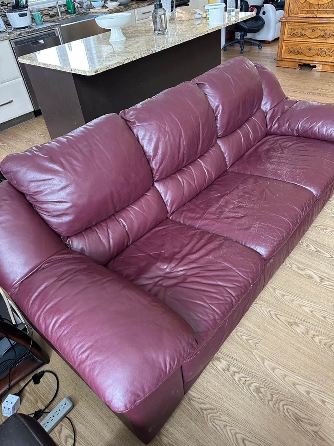Beautiful Burgundy Wine Red Genuine Leather Sofa (CAN DELIVER) - photo 4