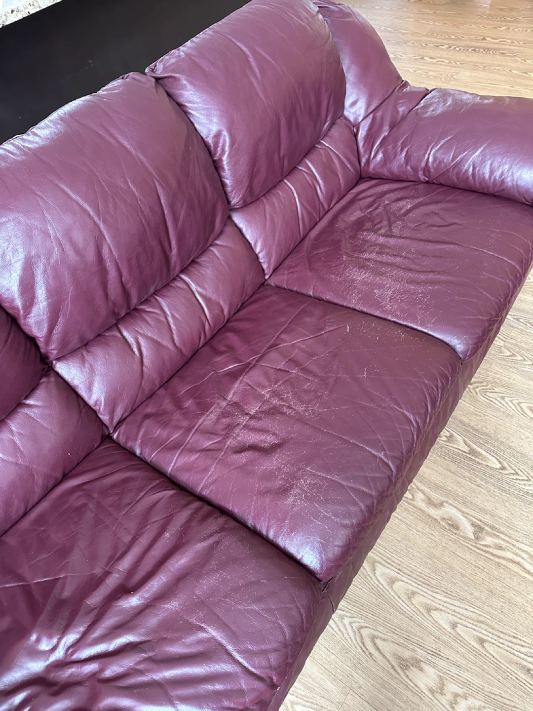 Beautiful Burgundy Wine Red Genuine Leather Sofa (CAN DELIVER) - photo 5