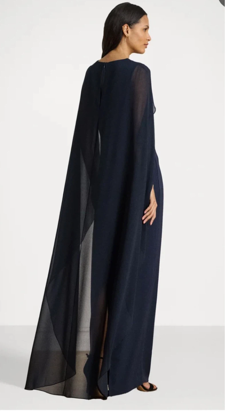Robe longue LAUREN RALPH LAUREN bleu marine avec cape - photo 3
