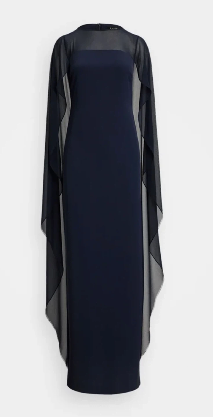 Robe longue LAUREN RALPH LAUREN bleu marine avec cape - photo 2