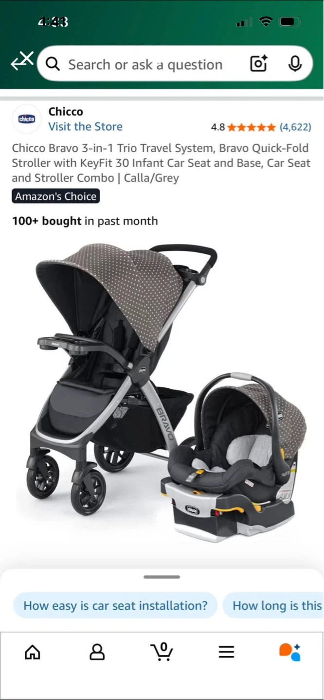 Chicco Bravo 3-in-1 Trio Travel System with KeyFit 30 Car Seat