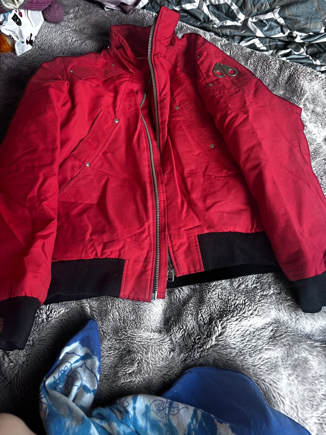 Moose Knuckles Red Bomber Jacket