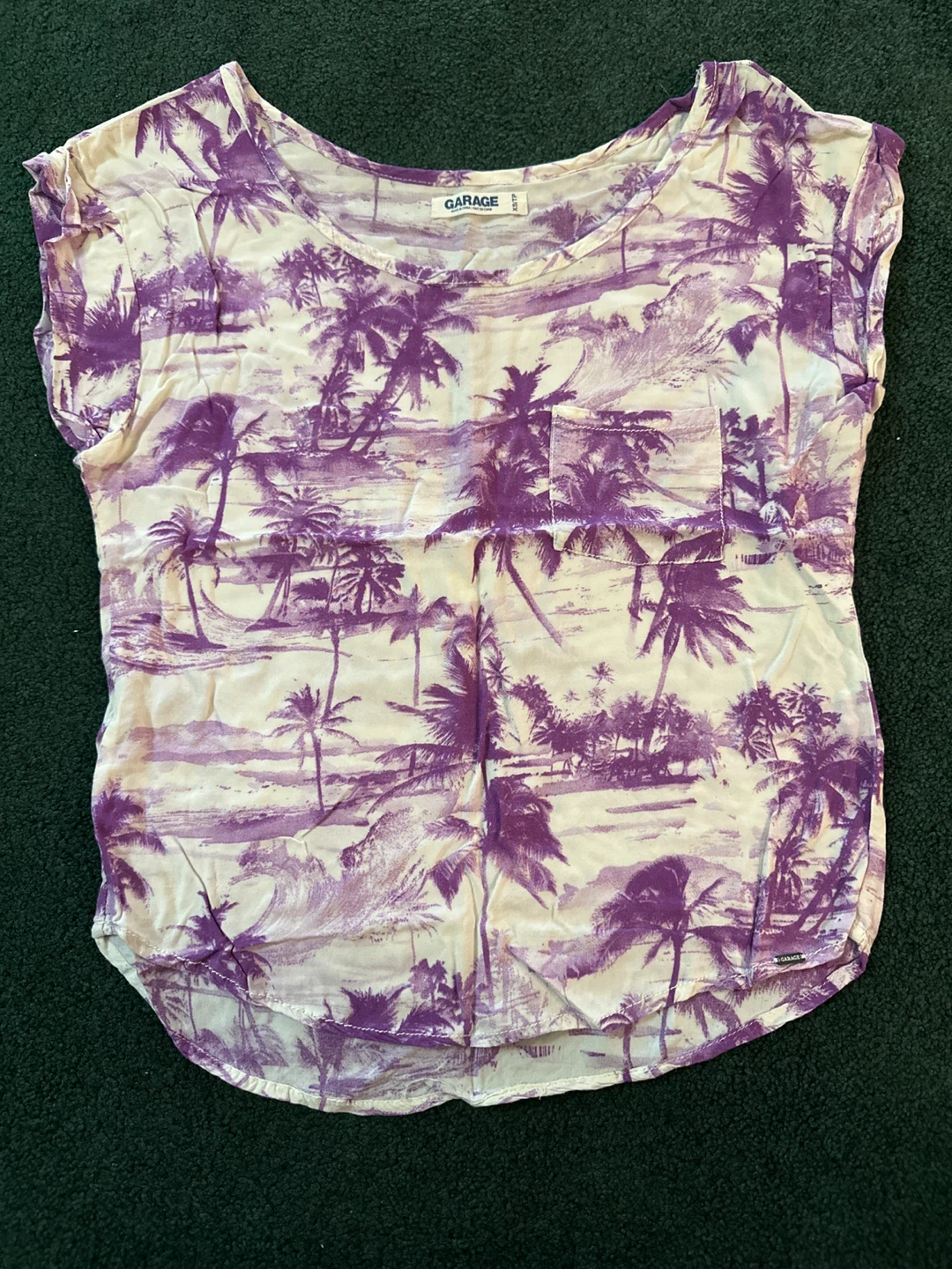 Garage Purple Palm Tree Print T-Shirt XS