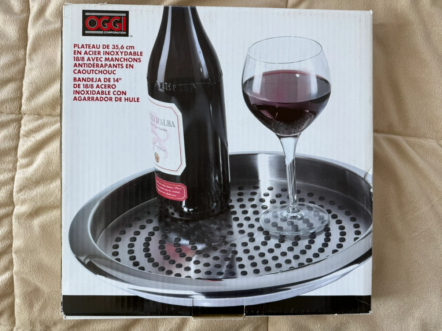 14" OGGI Stainless Steel Non-Skid Rubbergrip Tray - photo 2