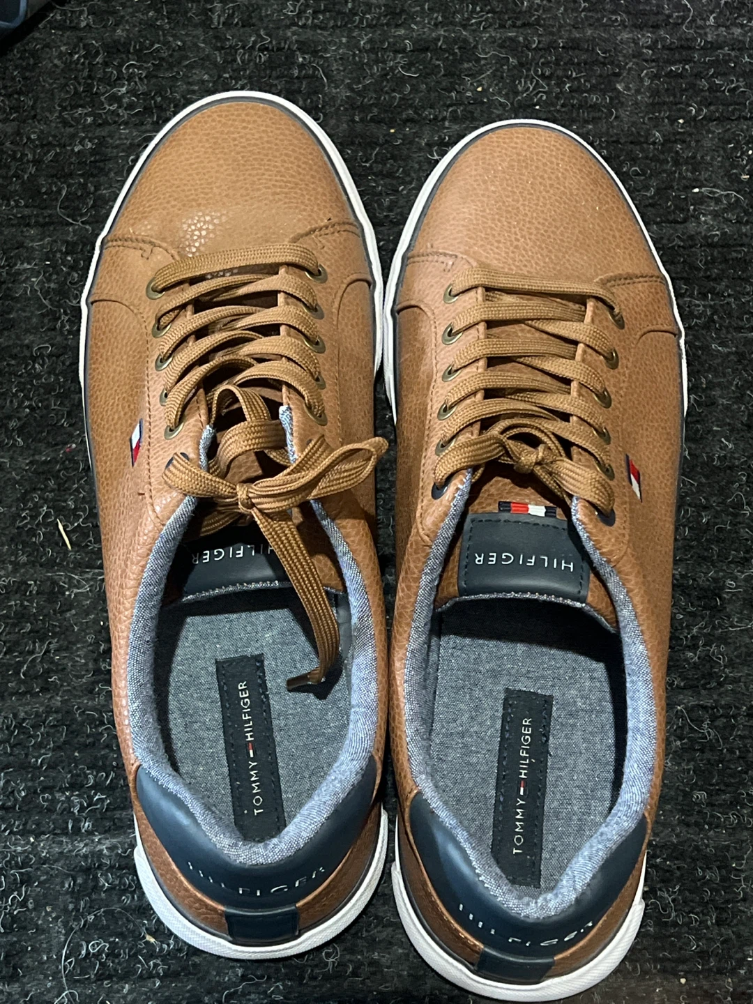 Tommy Hilfiger Men's Brown Faux Leather Sneakers Size 11
