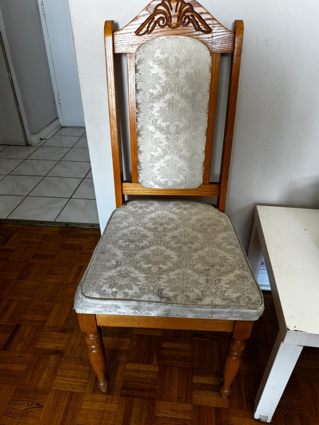 Wooden dining chair with upholstered seat and back - photo 2