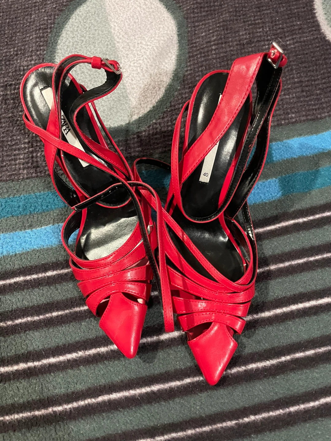 ZARA Red Strappy Heels Size 40 - photo 2